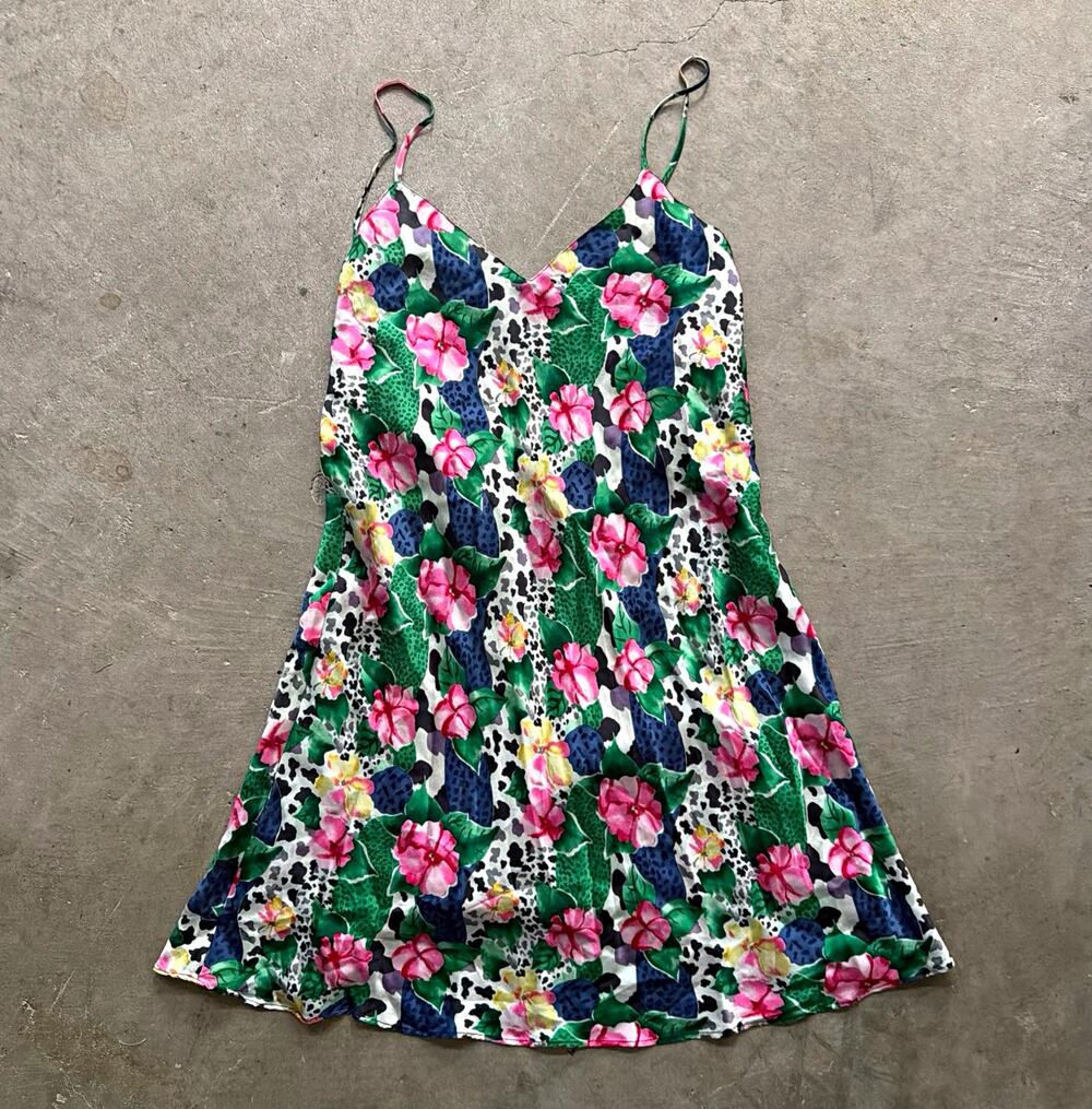 Victoria's Secret Silk Floral Multicolor Full Slip, Adjustable Straps Size P